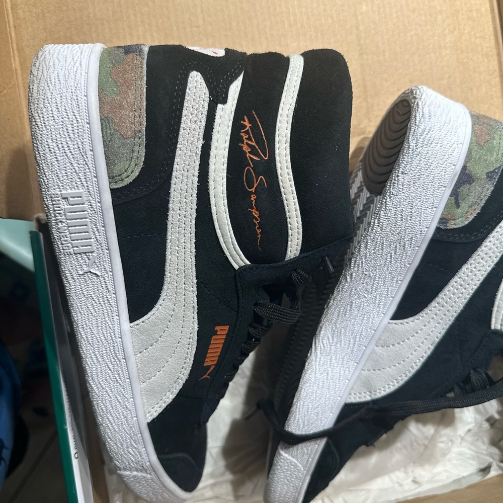 Puma Black and White Suede Sneakers